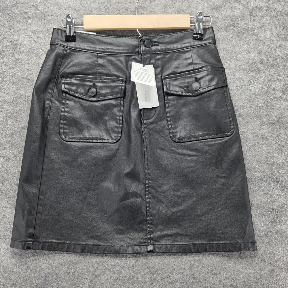 A Loves A Skirt Womens 6 Black Short Cargo Twill Zip Button Pockets Fall Casual